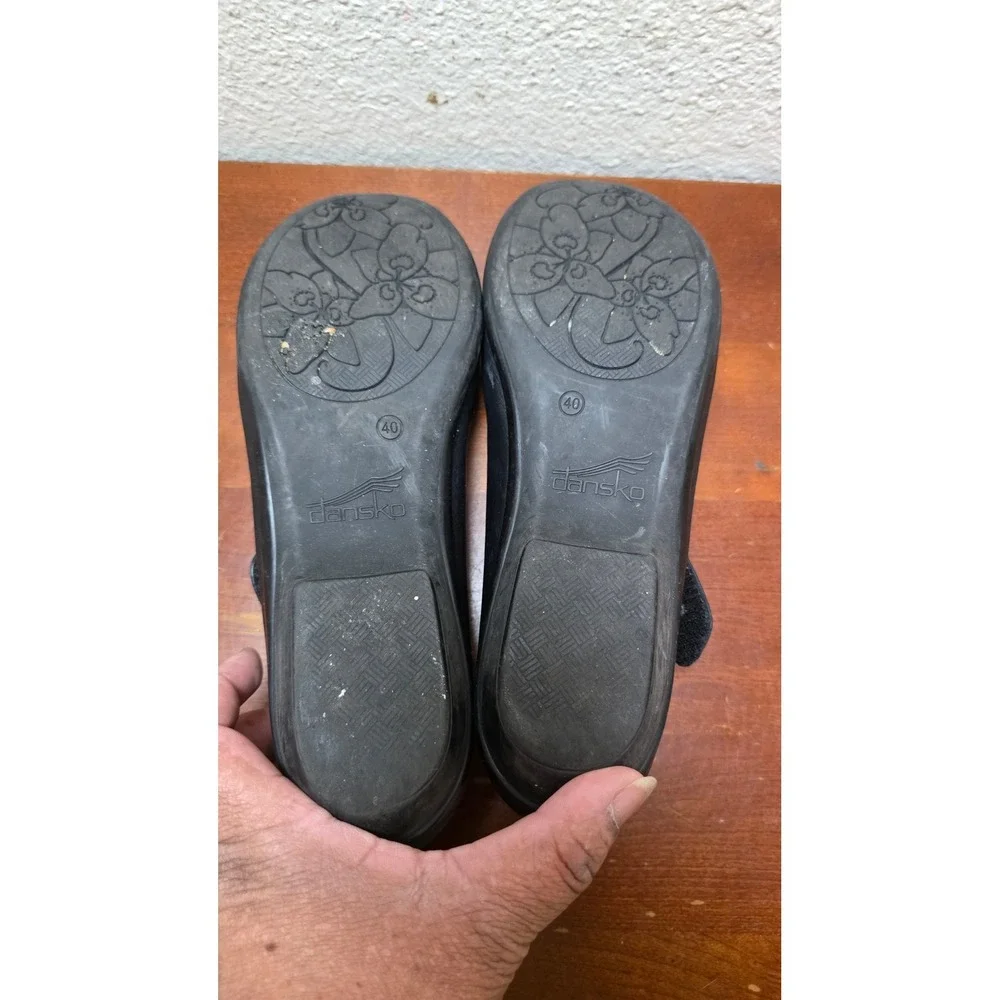 Dansko Mary Jane Shoes Women's 40 Black Leather Comfort Strap Flats